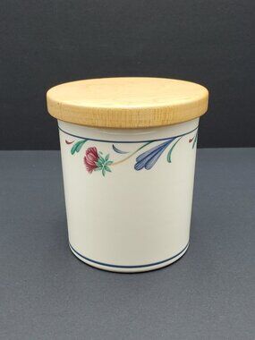 Lenox Poppies on Blue Mini Canister & Lid Floral Storage Jar with Wooden Lid